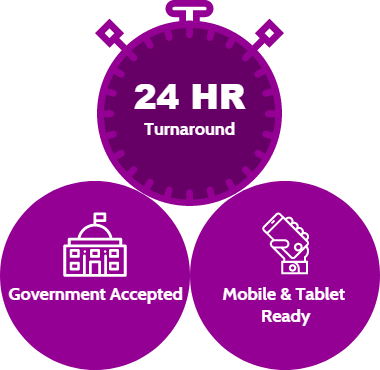 24 HR turn around - government accepted - mobile ready